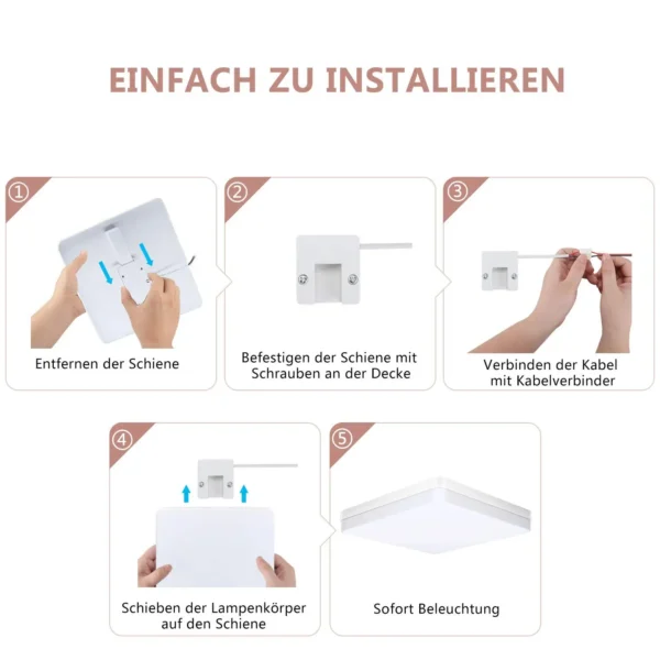 IRALAN Square LED Ceiling Light Bedroom Light Neutral White Cool White Warm White 48W 36W 24W 18W LED Ceiling Light - Image 9