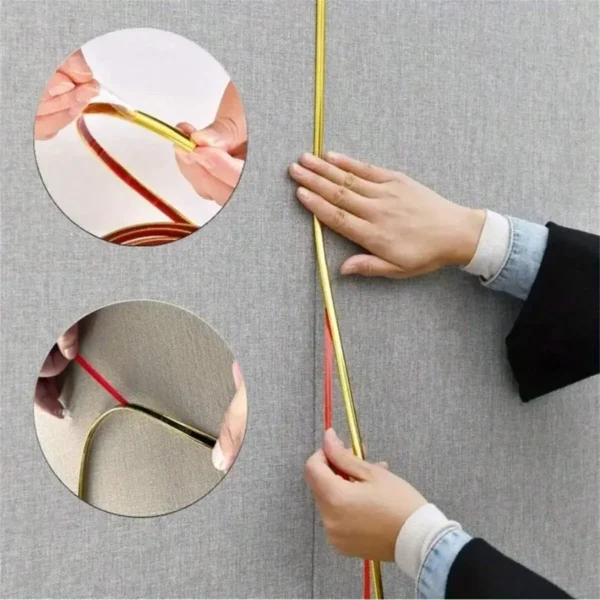 1 Roll Gold PVC Decoration Line Wall Sticker, Self-Adhesive,Decorative Strip Peel And Stick Molding Trim,Suitable For Living - Image 4