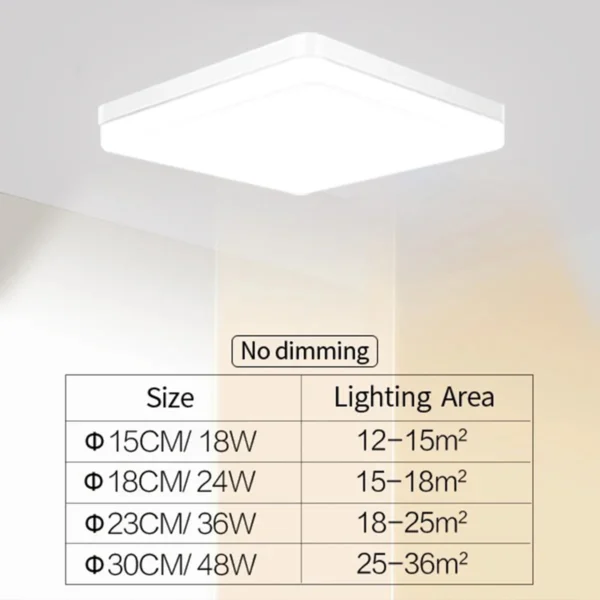 IRALAN Square LED Ceiling Light Bedroom Light Neutral White Cool White Warm White 48W 36W 24W 18W LED Ceiling Light - Image 11