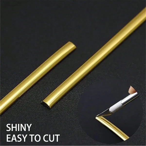 1 Roll Gold PVC Decoration Line Wall Sticker, Self-Adhesive,Decorative Strip Peel And Stick Molding Trim,Suitable For Living - Image 5