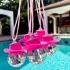 Pink Cowgirl CowBoy Hat Car Charm Rear View Mirror Hanging Disco Ball Bling Keychain Western Accessories Bag Decor Car Makeover - Image 3