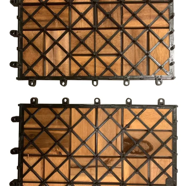 12 in. x 12 in. Square Acacia Wood Interlocking Flooring Tiles Striped Pattern Brown 18 Slats (30-Pack) - Image 3