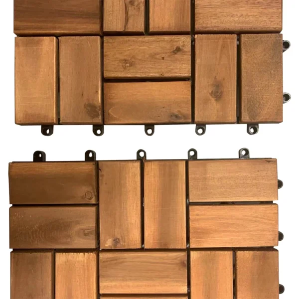 12 in. x 12 in. Square Acacia Wood Interlocking Flooring Tiles Striped Pattern Brown 18 Slats (30-Pack) - Image 4