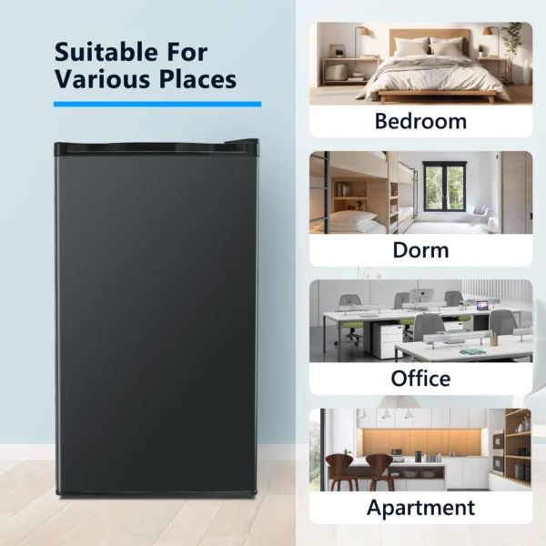 SIMZLIFE 3.1Cu.ft Mini Fridge with Freezer, Compact Design Mini Refrigerator with Single Door for Home/Office/Dorm/Bar,Black - Image 6