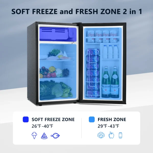 SIMZLIFE 3.1Cu.ft Mini Fridge with Freezer, Compact Design Mini Refrigerator with Single Door for Home/Office/Dorm/Bar,Black - Image 2