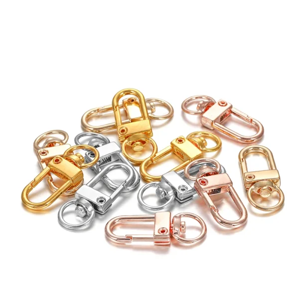 10pcs/lot 12x33mm Rotating Dog Buckle Gold Rhodium Metal Lobster Clasps Hooks For DIY Jewelry Making Key Ring Chain Accessories - Image 11