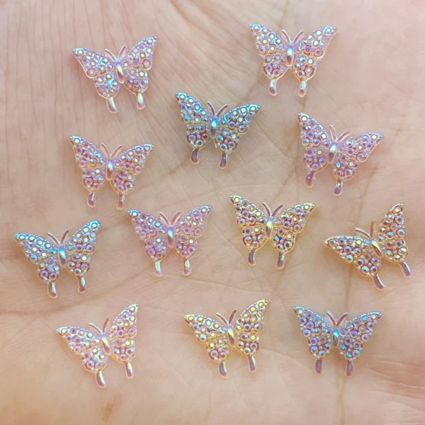 100Pcs New Cute Mini Shiny Little Butterfly Resin Figurine Crafts Flatback Cabochon Ornament Jewelry Making Hairwear Accessories - Image 2
