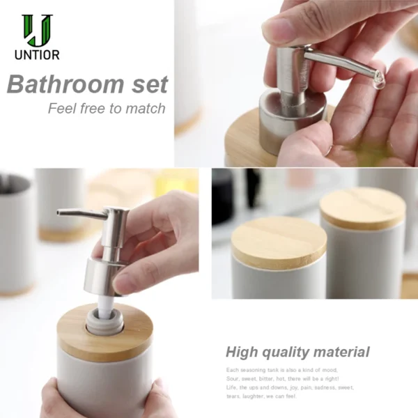 UNTIOR 3PCS Ceramic Bathroom Accessories Set Fashion Soap Dispenser Toothbrush Holder Tumbler Ceramic Household Bathroom Product - Image 8
