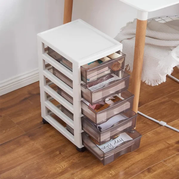 Mobile transparent plastic drawer storage cabinet multi-layer storage box file storage cabinet wheeled drawer storage box nail s - Image 3