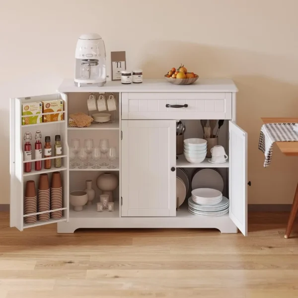 Kitchen Storage Cabinet with Doors and Shelves Coffee Bar Cabinet with Storage Sideboard Buffet Cabinet with Drawer - Image 4