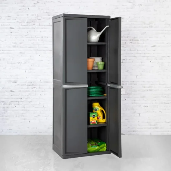 1-Pack Storage Cabinet, Plastic Closet Organizer, 4 Shelves, Gray - Image 5