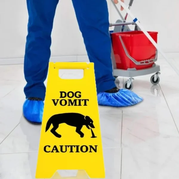 1/2Pcs Pet Vomit Sign Funny Dog Cat Caution Sign Bright Yellow Weather-proof Plastic Outdoor Garden Decoration Yard Warning Sign - Image 4