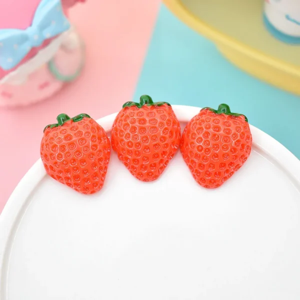 10pcs Simulation Fruit Strawberry Miniature Food Art Cabochons Flatbacks Decoden Charms Craft Supplies Kawaii Accessories - Image 2