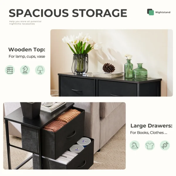 JHK Living Room Cabinet Layers Set of 2 Fabric Drawers Beside Nightstand Table Closet Chest Clothes Display Cabinet Of Furniture - Image 6