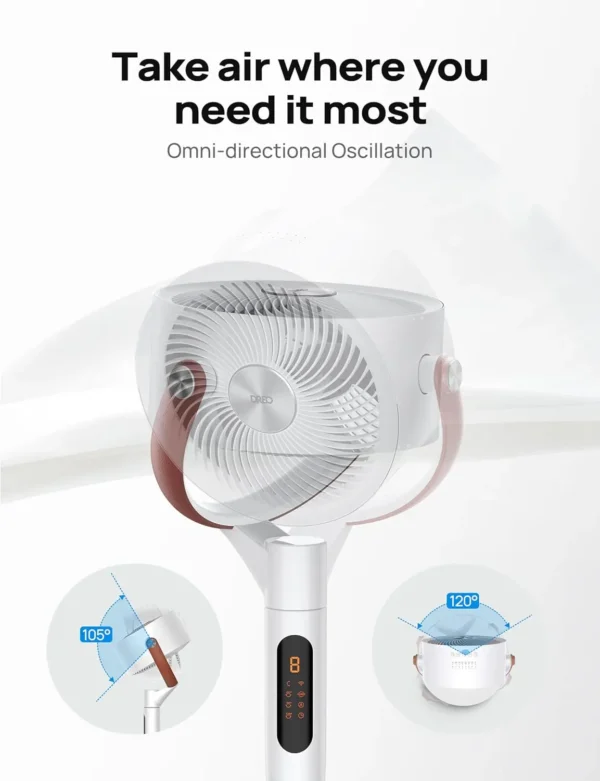 100ft Standing Fan for Home, 120°+105° Smart Oscillating Pedestal Fans with Wi-Fi/Voice Control, DC Motor, 43'' Quiet Fan, 6 Mod - Image 5