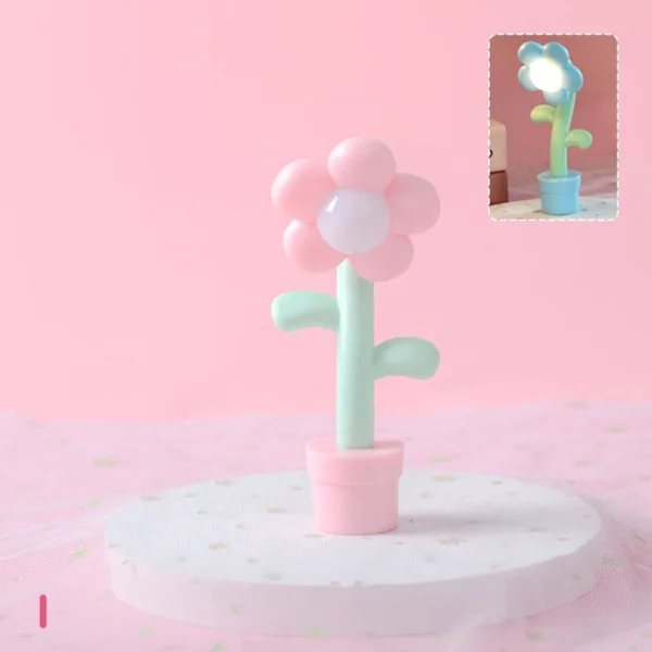 1:12 Dollhouse Miniature LED Night Light Floor Lamp Cute Flower Shape Mini Desk Lamp Home Lighting Model Doll House Accessories - Image 6