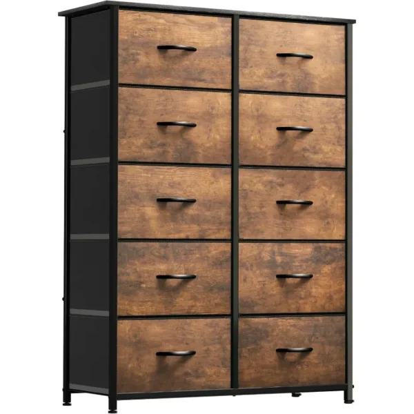 10-Drawer Fabric Dresser, Furniture Storage Tower Cabinet, Organizer for Bedroom, Living Room, Hallway, Closet