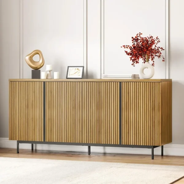 Sideboard Buffet Cabinet, 63" Storage Cabinet with Fluted Decorative Doors, Modern Console Table for Dinning Room