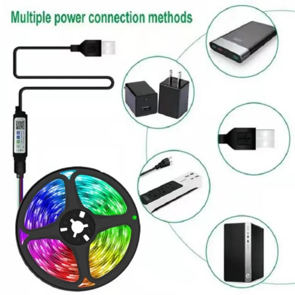 LED Strip Light RGB 1-20M 5050 12/LED USB Bluetooh Flexible Lamp Tape With Remote Control For TV Backlight Home Party Decoration - Image 3