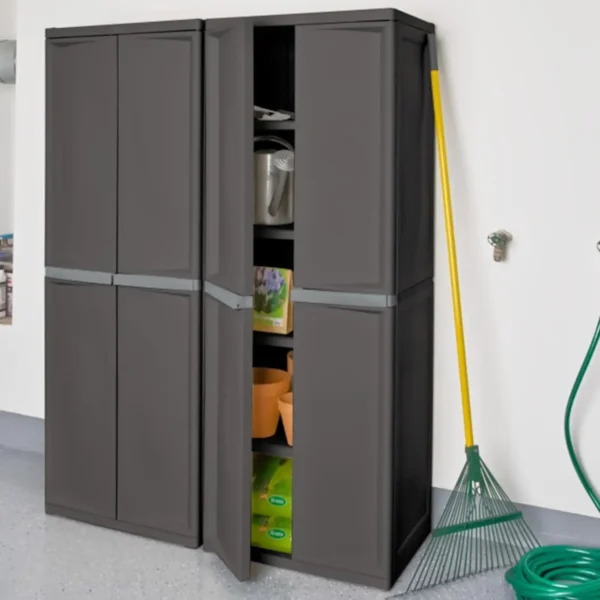 1-Pack Storage Cabinet, Plastic Closet Organizer, 4 Shelves, Gray - Image 2