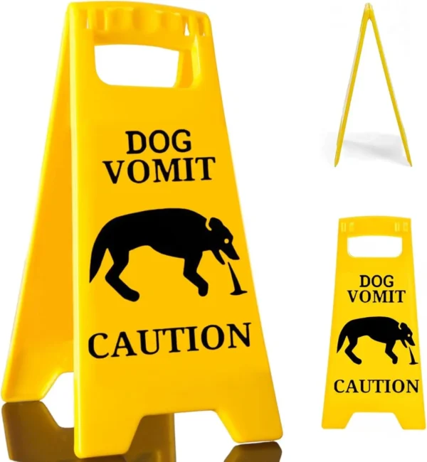 1/2Pcs Pet Vomit Sign Funny Dog Cat Caution Sign Bright Yellow Weather-proof Plastic Outdoor Garden Decoration Yard Warning Sign - Image 2