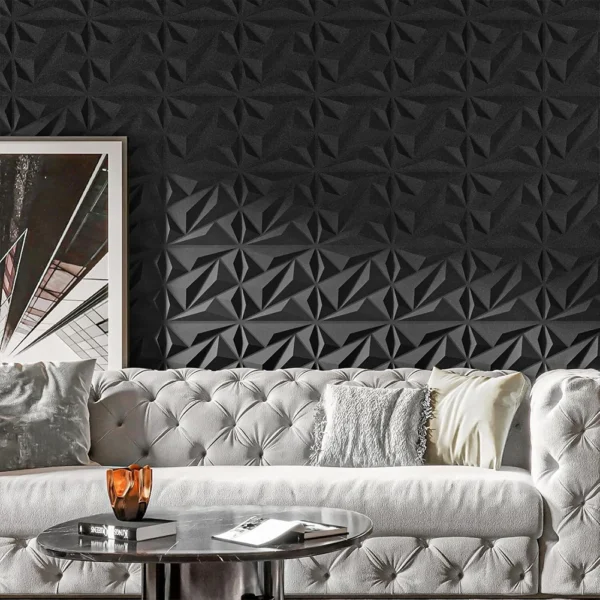50/100pcs Diamond Design Decorated 3D Wallpanel, 30cmx30cm Matte White/Black, Diy Home Decoration Wallboard For Living Room - Image 6