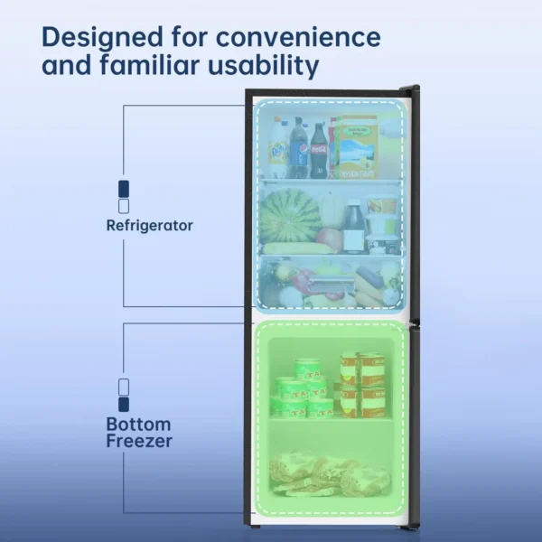 Small Refrigerator with Freezer, 4.0 Cu.Ft, Small Fridge with Freezer, 2 Door, with Bottom Freezer, Compact Refrigerator - Image 3