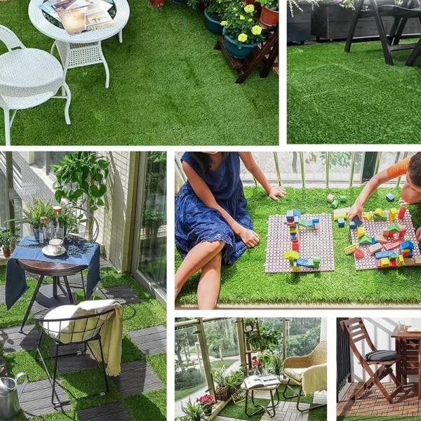 10/20Pcs 12 x12 Inch Grass Flooring Tiles Green Interlocking Grass Deck Tiles Turf Mat Grass Rug for Garden Lawn Patio Balcony - Image 3