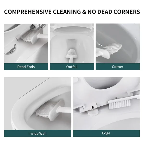 Wall Hanging Toilet Brush with Holder Long Handled Silicone Toilet Brush Soft Bristles WC Cleaning Brush Bathroom Accessories - Image 9