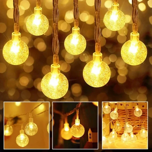 1.5-10m LED Crystal Ball Garland String Lights Indoor Decor Holiday Christmas Lamp 10/20/40/80 LED Fairy Lights Battery Operated - Image 5
