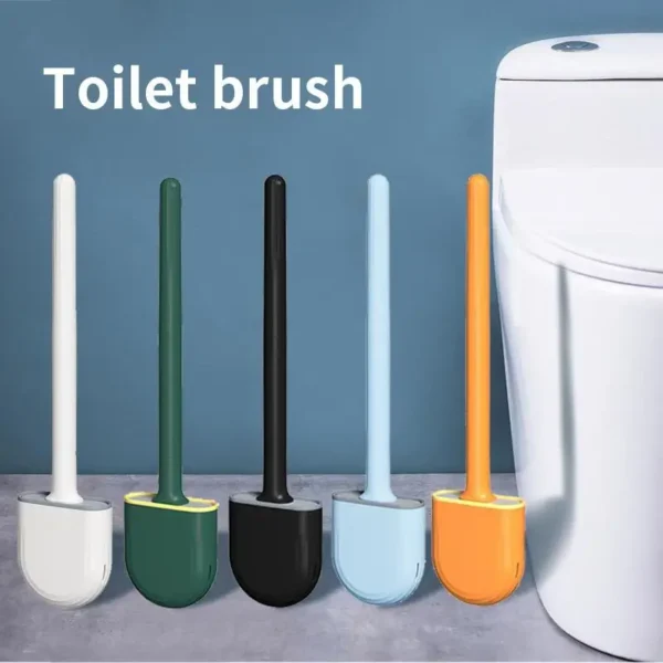 Wall Hanging Toilet Brush with Holder Long Handled Silicone Toilet Brush Soft Bristles WC Cleaning Brush Bathroom Accessories - Image 16