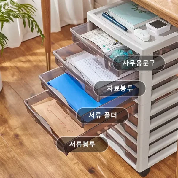 Mobile transparent plastic drawer storage cabinet multi-layer storage box file storage cabinet wheeled drawer storage box nail s - Image 2