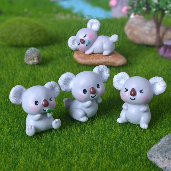Figurines Miniatures Cute Cartoon Koala Animal Micro Landscape Ornaments For Home Decorations Room Decor DIY Desktop Accessories - Image 2