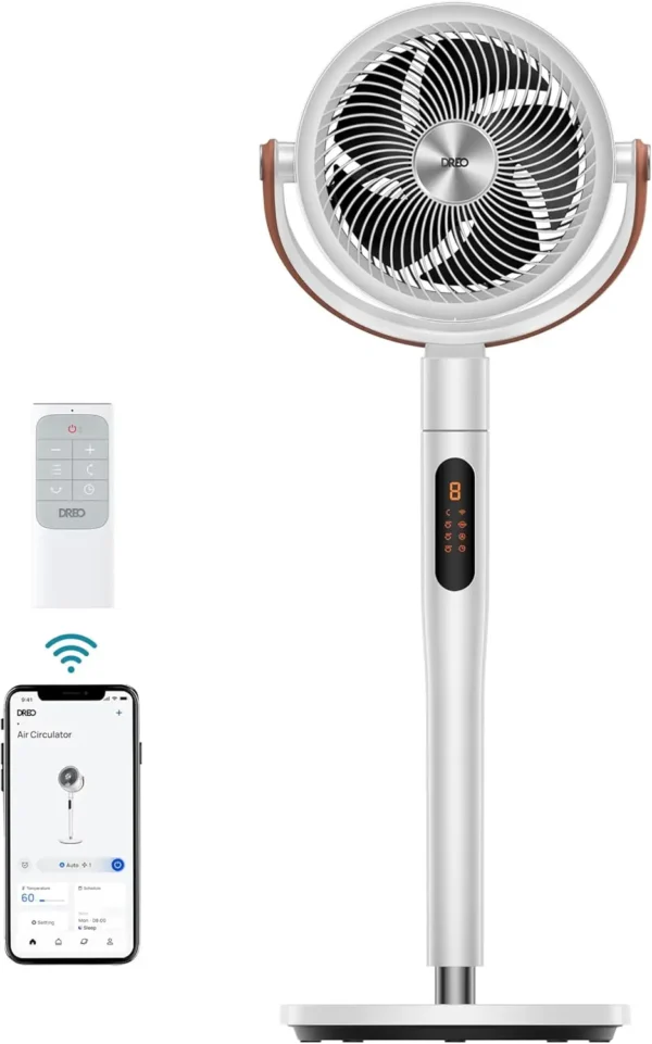 100ft Standing Fan for Home, 120°+105° Smart Oscillating Pedestal Fans with Wi-Fi/Voice Control, DC Motor, 43'' Quiet Fan, 6 Mod