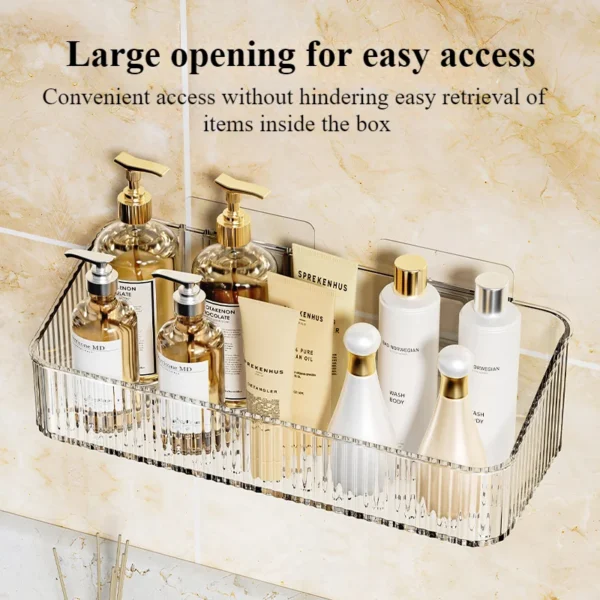 1pc Storage rack Bathroom Wall mounted No punching required Light luxury transparent TOILET Washbasin Organize Store baskets - Image 3