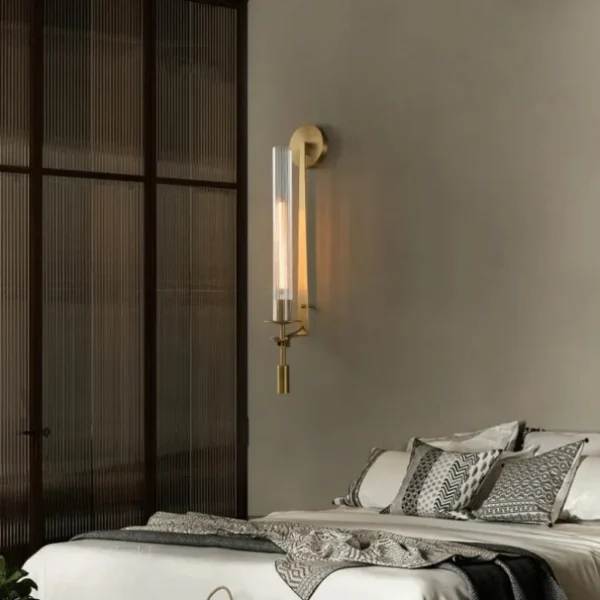 Modern Brass Wall Lamp for Bedroom Bedside Wall Lights Hotel Sconce Light Bathroom Hotel Background Decoration Lighting Fixtures