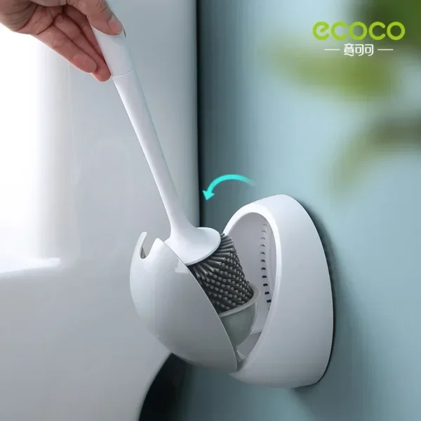 ECOCO Silicone Brush Head Toilet Brush Quick Drain Cleaning Tools for Toilet Wall-Mounted Household WC Bathroom Accessories - Image 10
