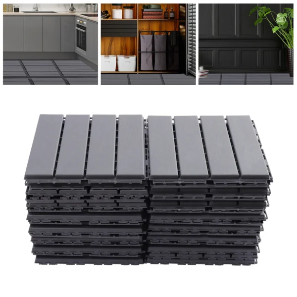 30 Pack Patio Deck Tiles, Waterproof Outdoor Flooring All Weather Use, Patio Floor Decking Tiles for Porch Poolside Balcony