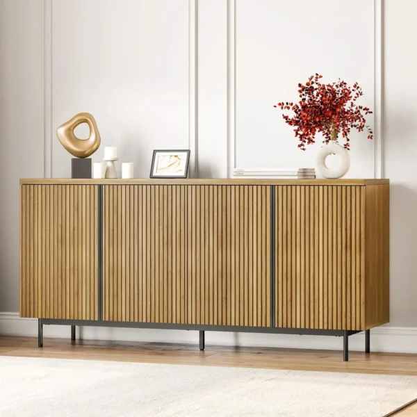 Sideboard Buffet Cabinet, 63" Storage Cabinet with Fluted Decorative Doors, Modern Console Table for Dinning Room, Kitchen