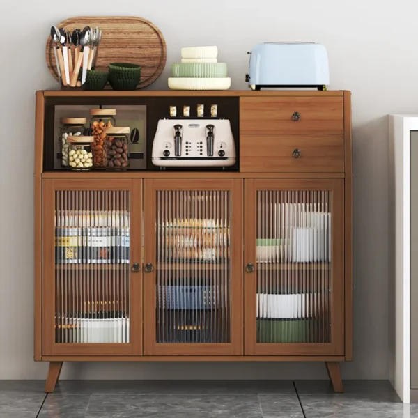 dining room Bamboo solid wood kitchen cabinets furniture sideboard side table furniture living room alacena Display cabinet - Image 5