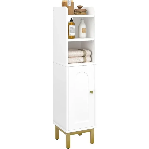 Bathroom Storage Cabinet, Small Corner Floor Cabinet with Door and Shelves, Narrow Toilet Paper Cabinet, Bathroom Organizer - Image 2