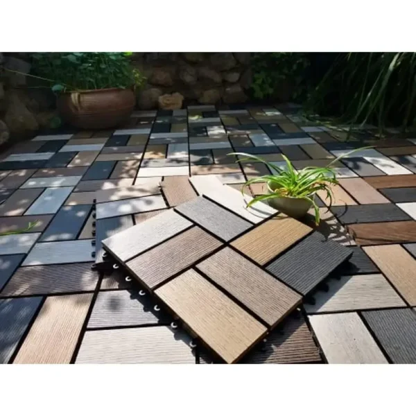 Interlocking WPC Decking Tiles Weather Resistant Outdoor Floor Tile Fire Water Resistant Patio DIY Deck Tiles Random Antique)