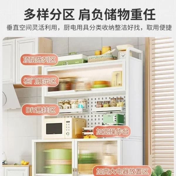 Modern Kitchen Cabinet Hutch Movable Full Door Glass Cabinet Storage Display Cupboards Muebles Cocina Multifunctional Furniture - Image 2