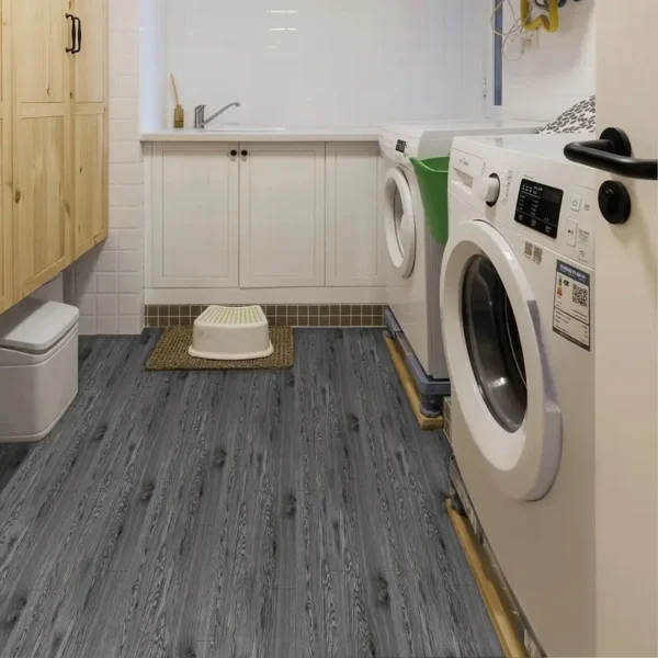 Gray wood grain self-adhesive vinyl flooring - 1.4mm thick, easy to decorate self-adhesive wall and floor tiles for living room, - Image 4