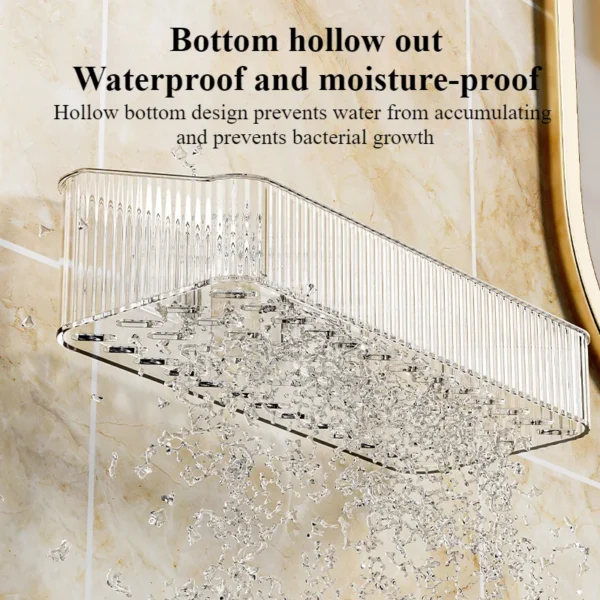 1pc Storage rack Bathroom Wall mounted No punching required Light luxury transparent TOILET Washbasin Organize Store baskets - Image 4