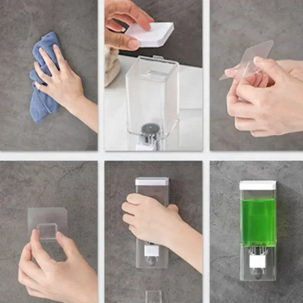 Non-punching Manual Press Soap Dispenser Wall Hanging Traceless Paste Disinfectant Bottle Bathroom Transparent Soap Dispenser - Image 5