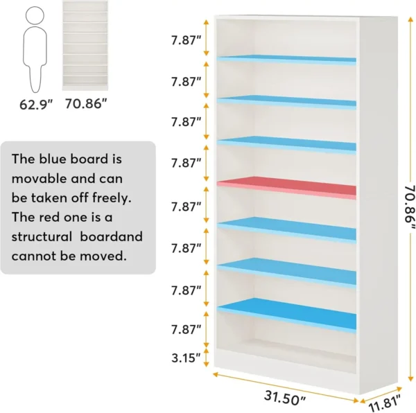 Shoe Cabinet, 9 Tiers 40-45 Pairs Heavy Duty Wood Freestanding Shoe Storage Cabinet, 70.8'' Tall Shoe Cabinet - Image 2