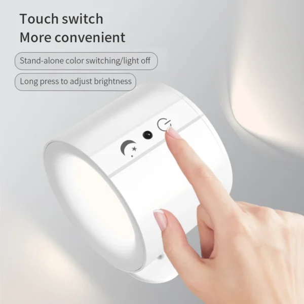 LED Wall Sconces Light Touch Control Double Head Wall Lamp 360 Rotatable 3Colors Wall Lights Wireless Night Lights For Bedroom - Image 5