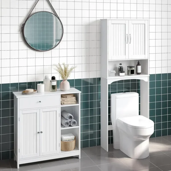 bathroom storage cabinet,Bathroom Floor Cabinet, Kitchen Freestanding Storage Organizer, Large Side Cabinet with Doors, Drawer - Image 4