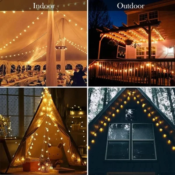 1.5-10m LED Crystal Ball Garland String Lights Indoor Decor Holiday Christmas Lamp 10/20/40/80 LED Fairy Lights Battery Operated - Image 4